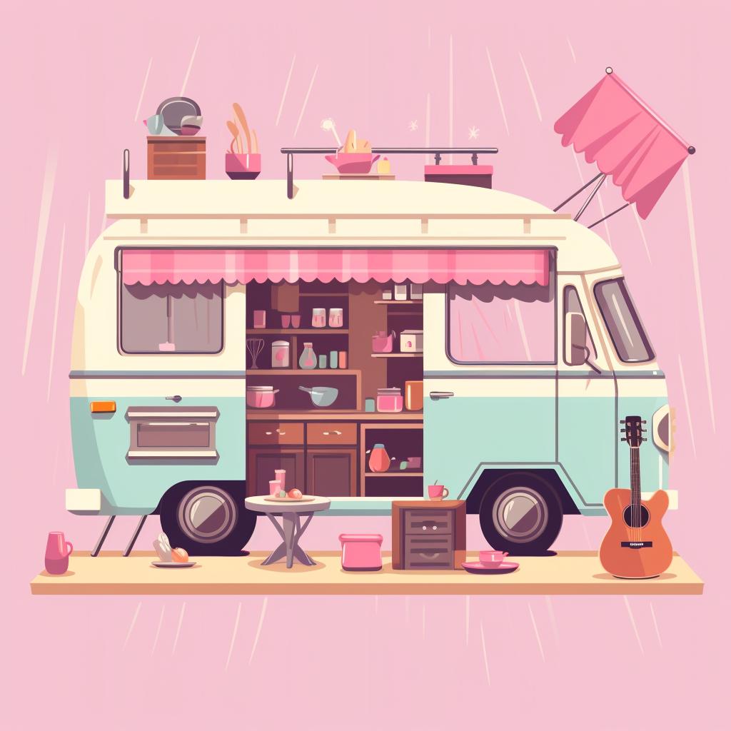 Deploying the kitchen in the Barbie Camper Van