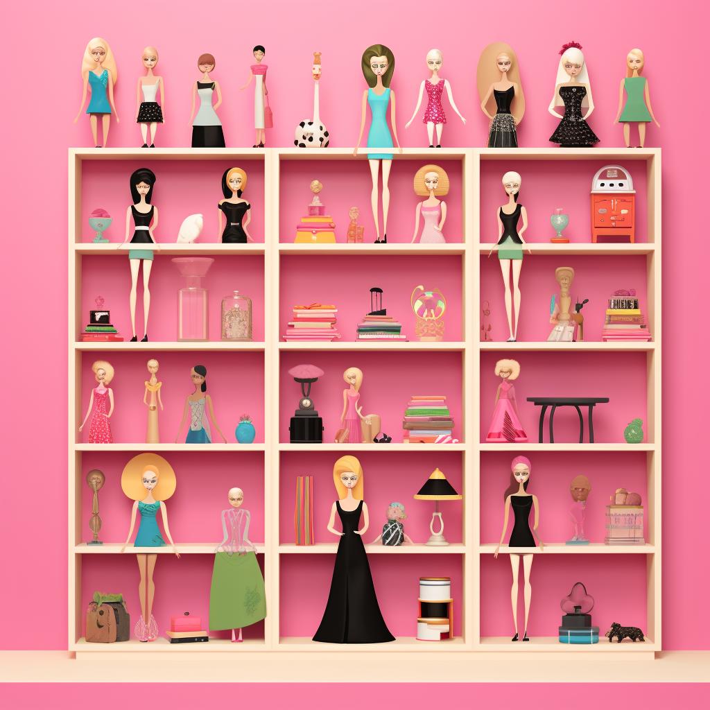 A beautifully organized Barbie doll collection on display